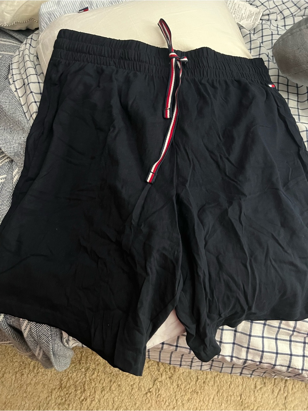 Tommy Hilfiger Navy Blue Sleep Shorts w/ Red-White-Blue Drawstring Men’s XL
